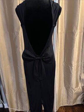 Oh Polly Black Backless Dress with Bow Detail